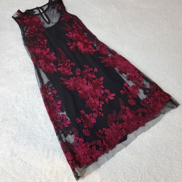 Embroidered mesh floral dress - Picture 1 of 8